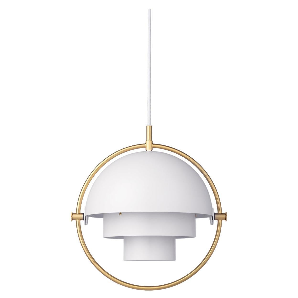 Lampada a sospensione Multi-Lite, piccola, ottone, bianco