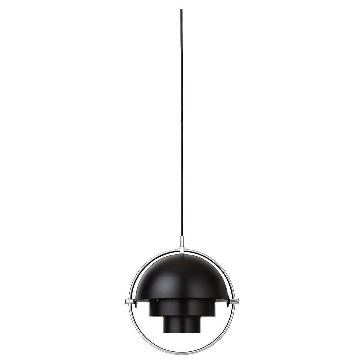 Multi-Lite Pendant Lamp, Small, Chrome, Black For Sale