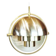 Multi-Lite Pendant of Brass Designed by Louis Weisdorf