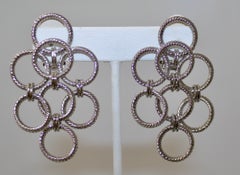 Multi Loop Braided Palladium Drop Clip Earrings