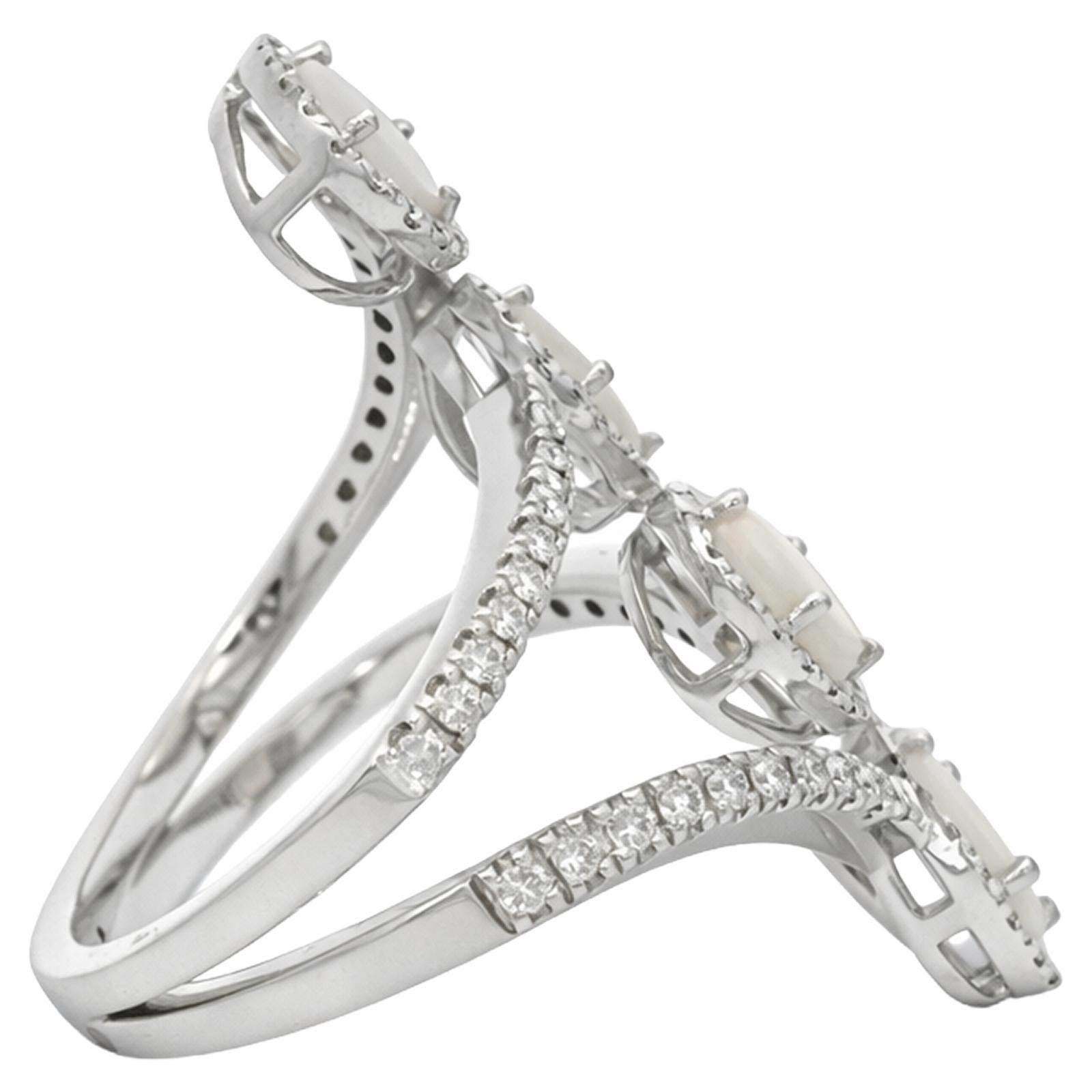 Multi-oval Opal Diamond Ring - image 2