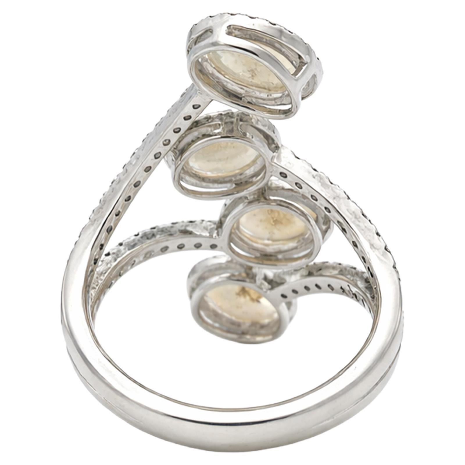 Multi-oval Opal Diamond Ring - image 3