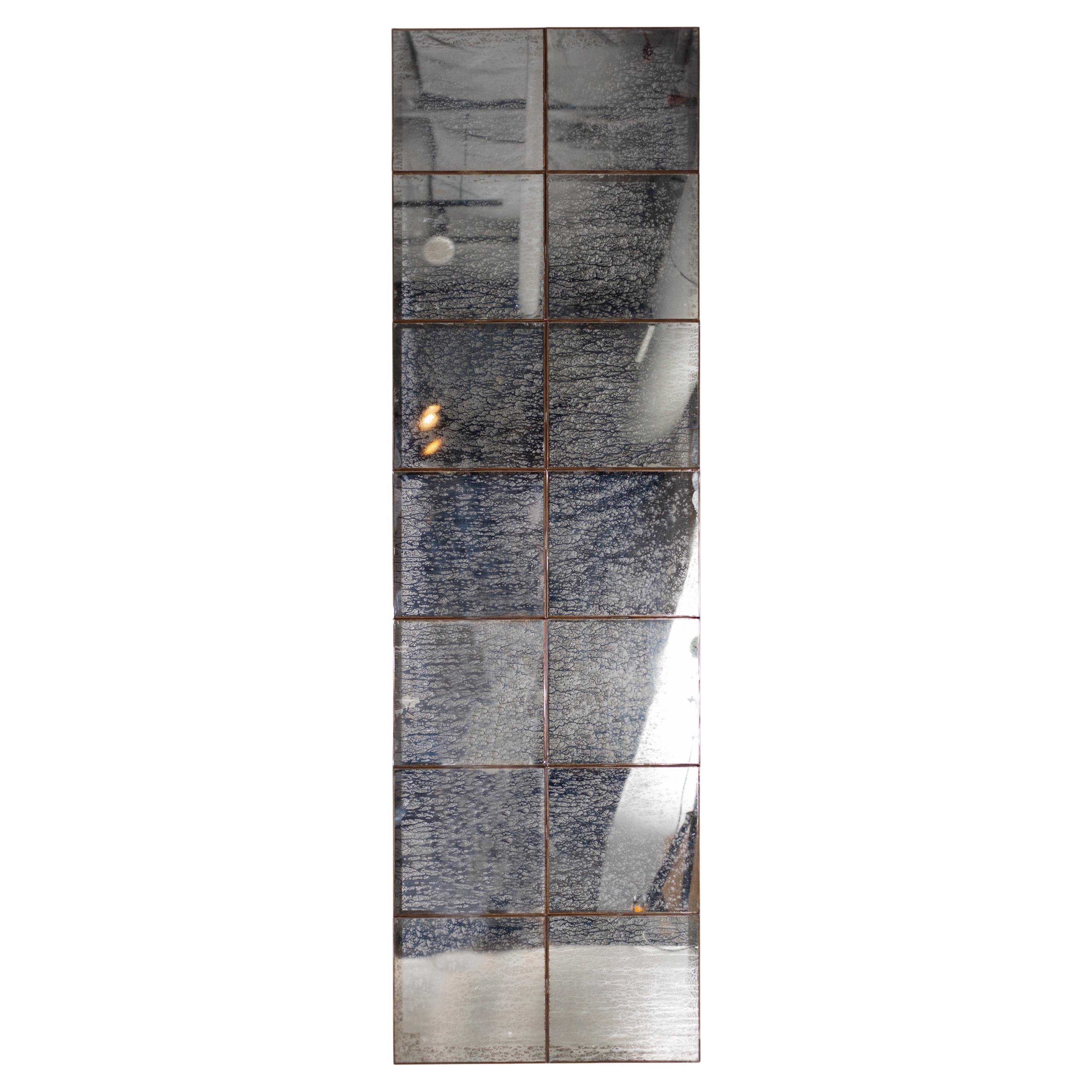 Multi Pane Modern Mercury Glass Mirror For Sale