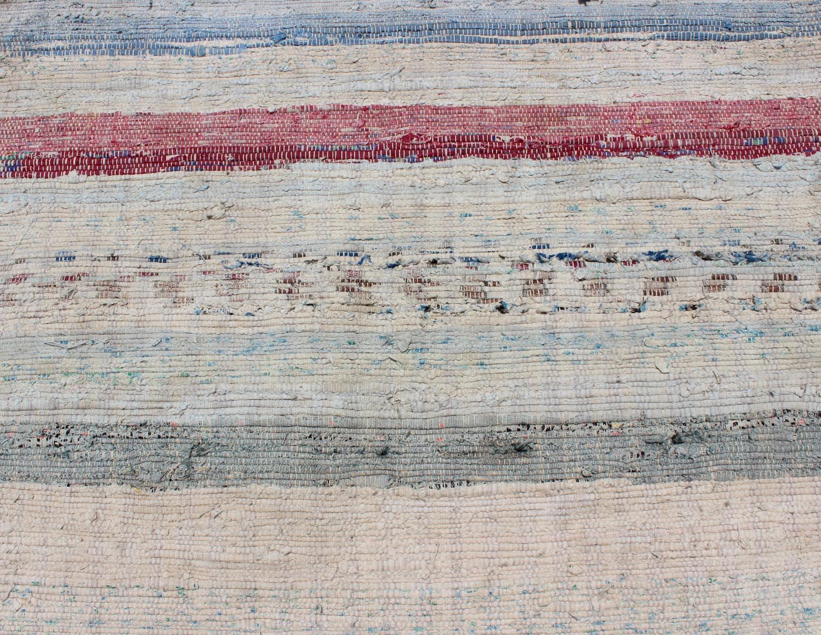 Mehrteiliger türkischer Flachgewebe-Teppich in Rosa, Blau, Grün und Creme (Wolle) im Angebot