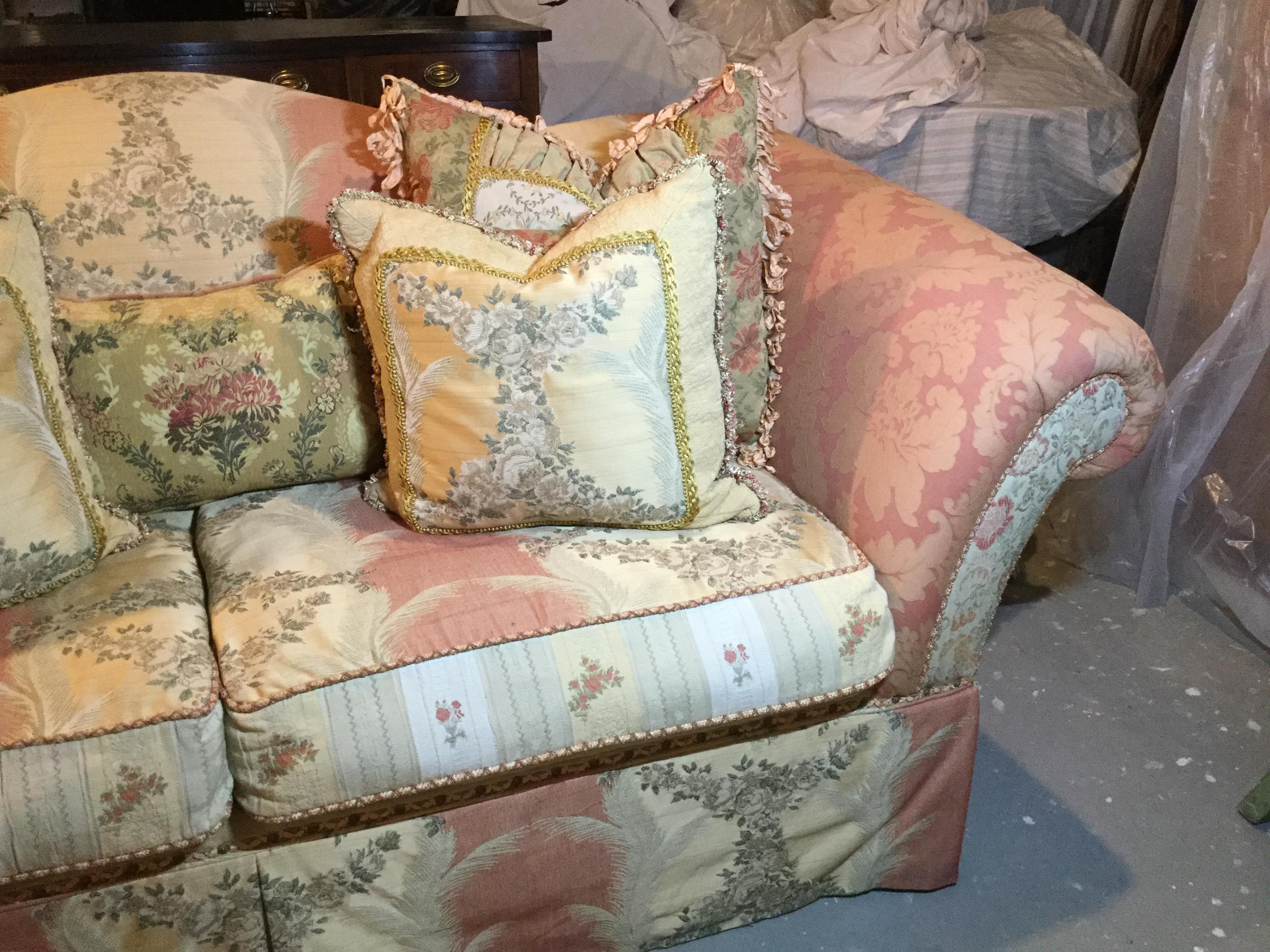 Multi-Pattern Comfy Down Sofa In Good Condition For Sale In Livingston, NJ