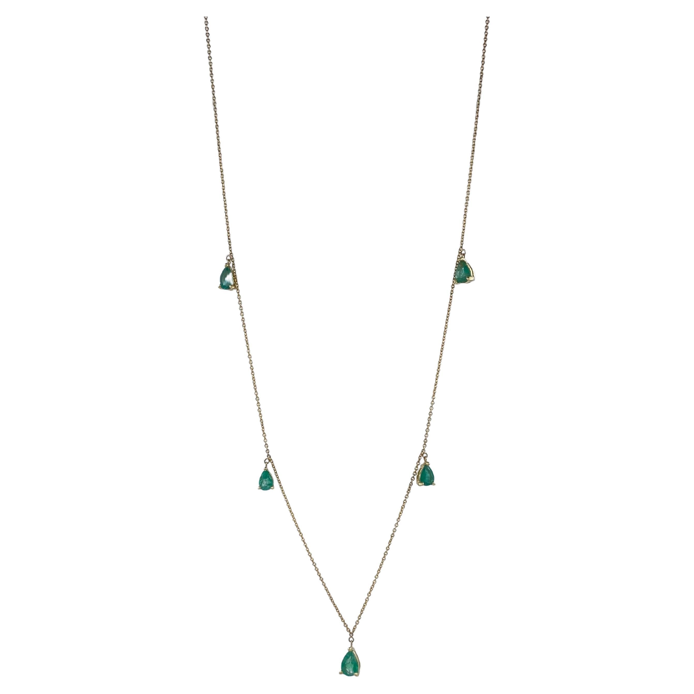 Emerald Diamond Halo TwoColor Gold Chain Drop Necklace at 1stDibs