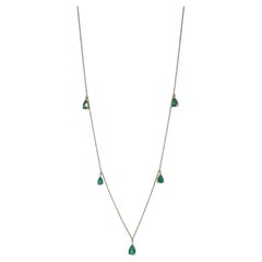 18K Yellow Gold Multi Gemstone Drop and Chain Necklace For Sale at 1stDibs