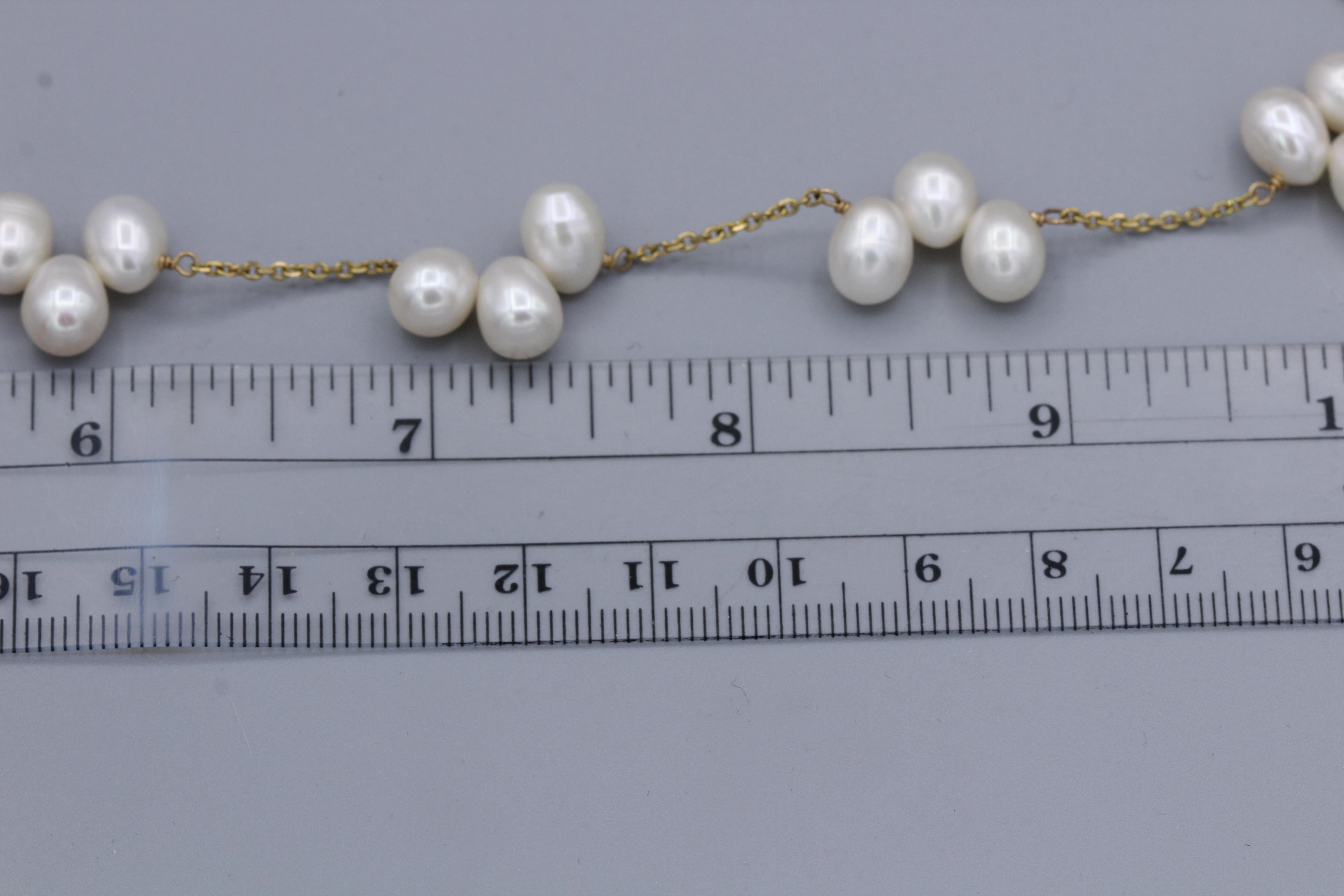 Multi Pearl Necklace 14 Karat Yellow Gold Beaded Pearls In New Condition For Sale In Brooklyn, NY