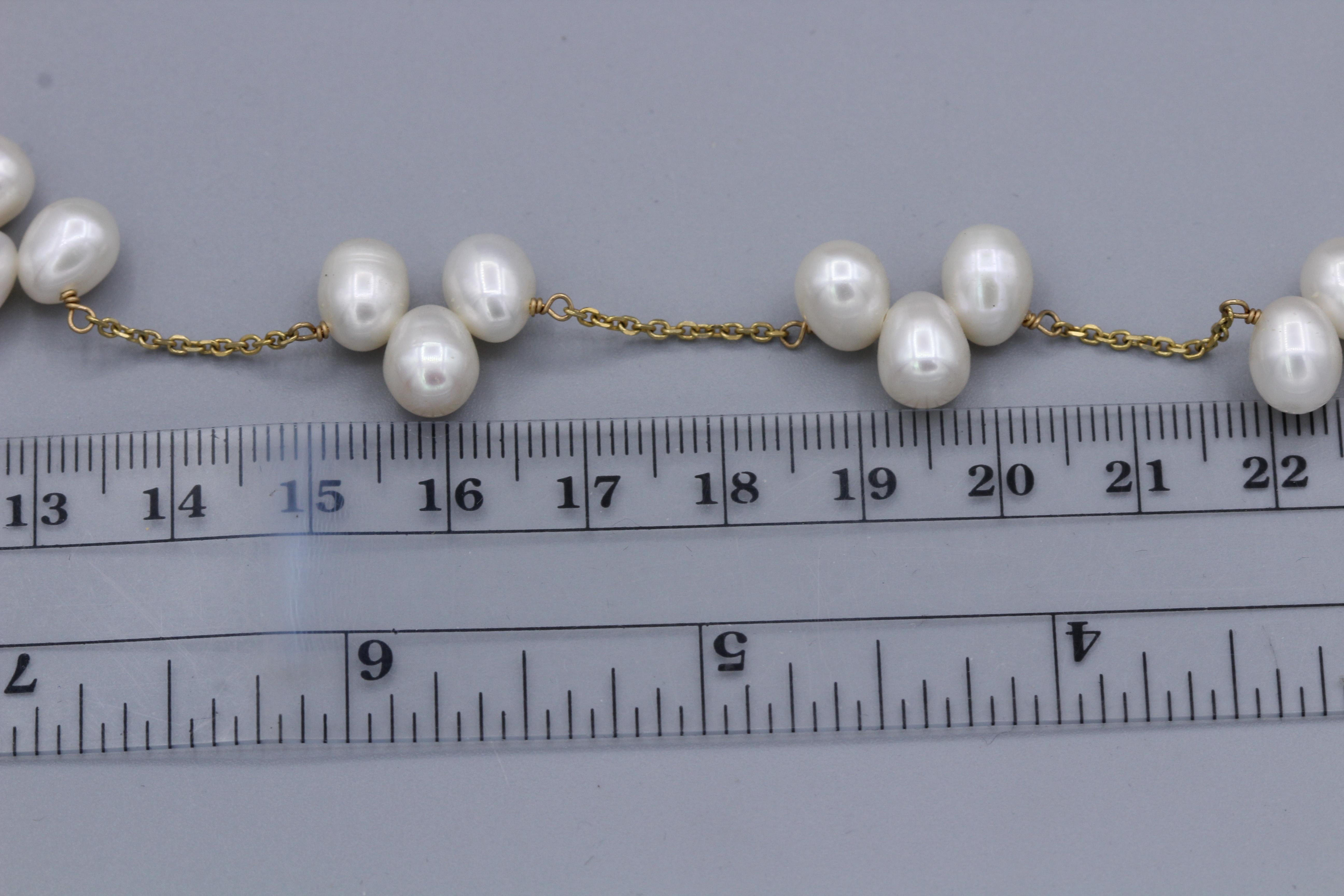 Mehrperlenkette 14 Karat Gelbgold Perlen Perlen Damen im Angebot