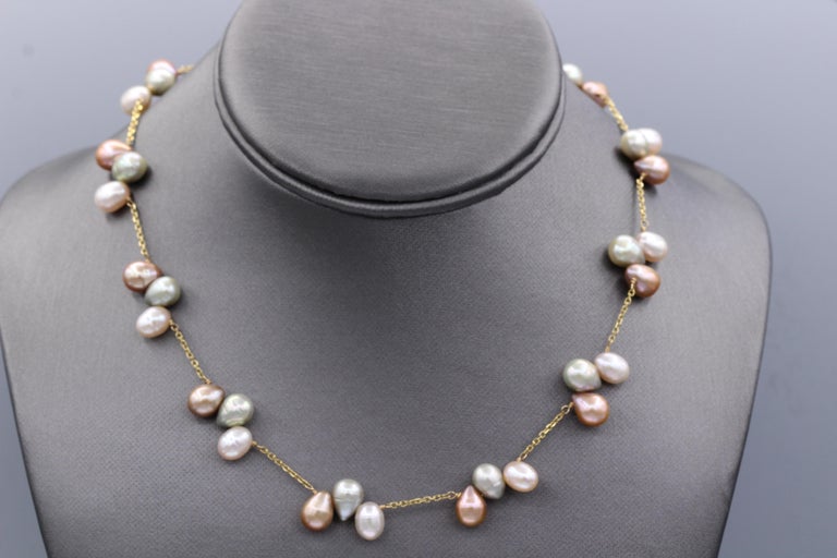 GOLD PASTEL MULTI PEARL BEADED NECKLACE SET main image 1
