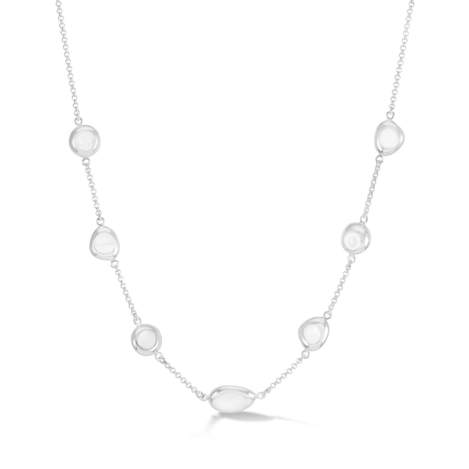 Women's Multi Pebble Necklace In Sterling Silver For Sale