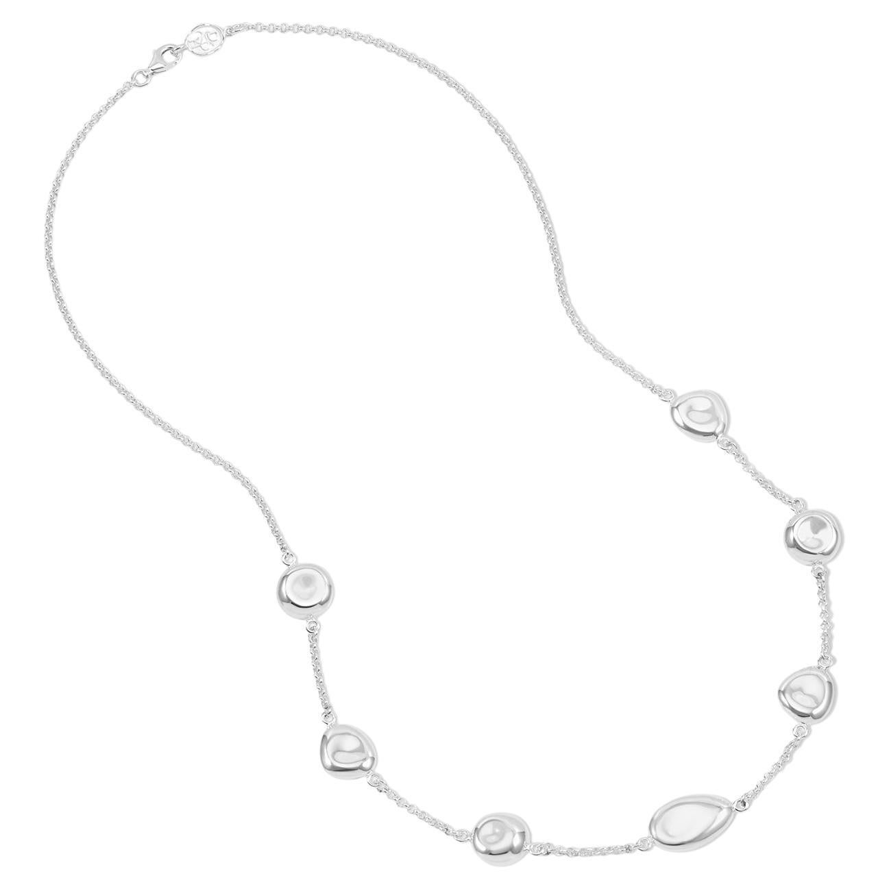 Multi Pebble Necklace In Sterling Silver