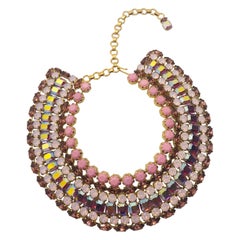 Multi Pink Vintage Swarovski Crystal Art Deco Collar Necklace