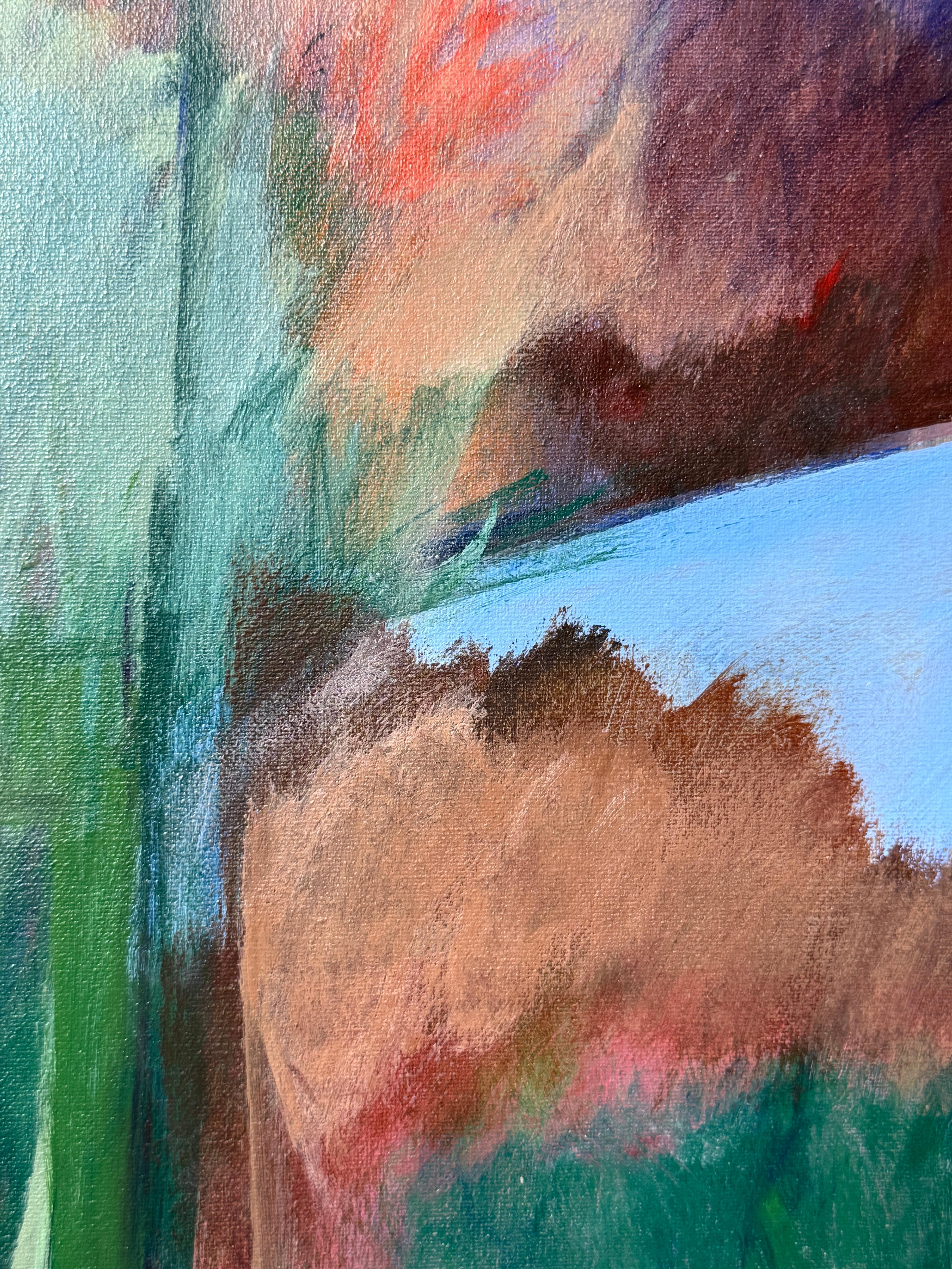 Multi Plane Abstract Modern Landscape Painting in Acrylic by Joyce T Macrorie For Sale 4