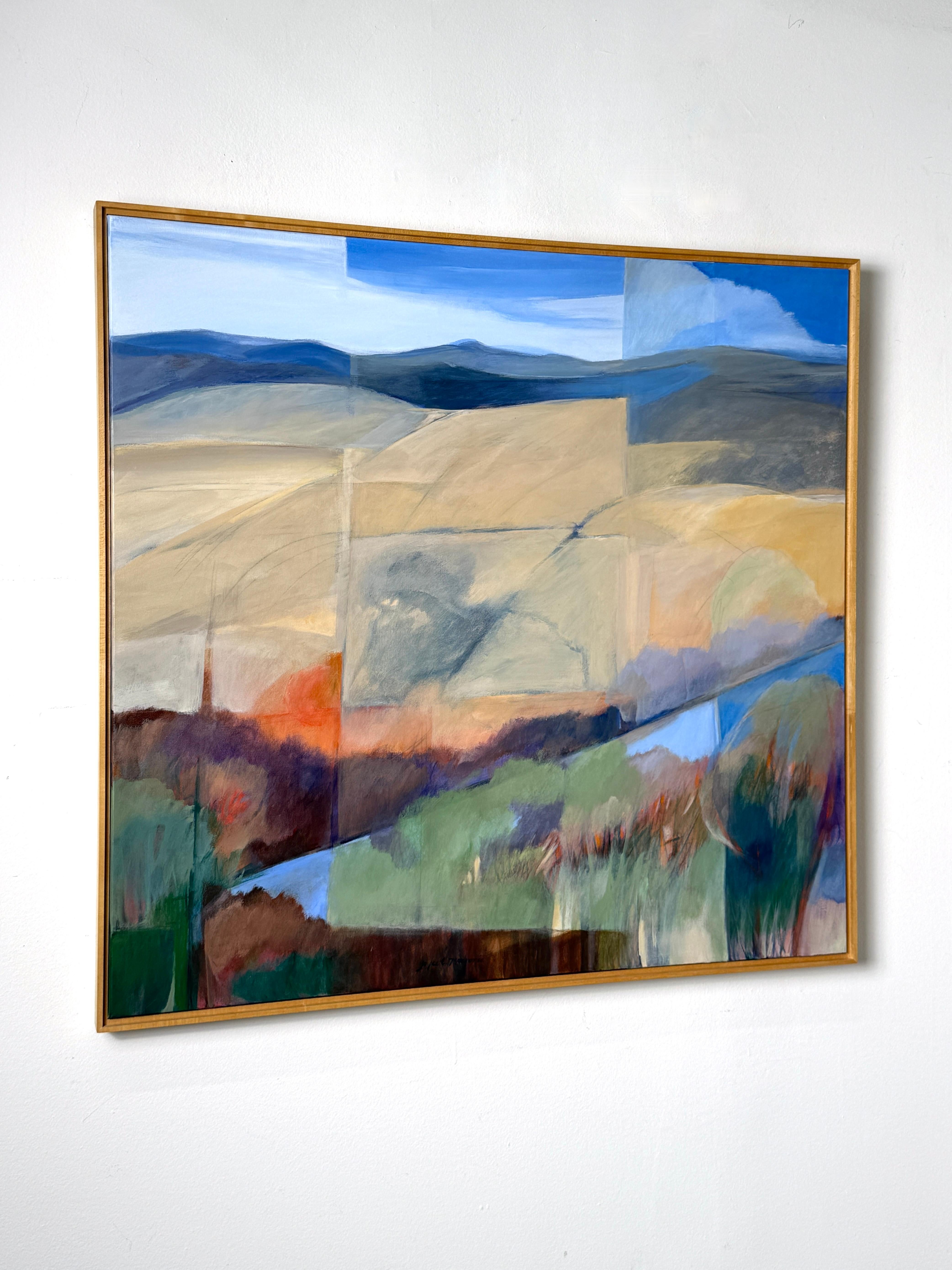 Post-Modern Multi Plane Abstract Modern Landscape Painting in Acrylic by Joyce T Macrorie For Sale