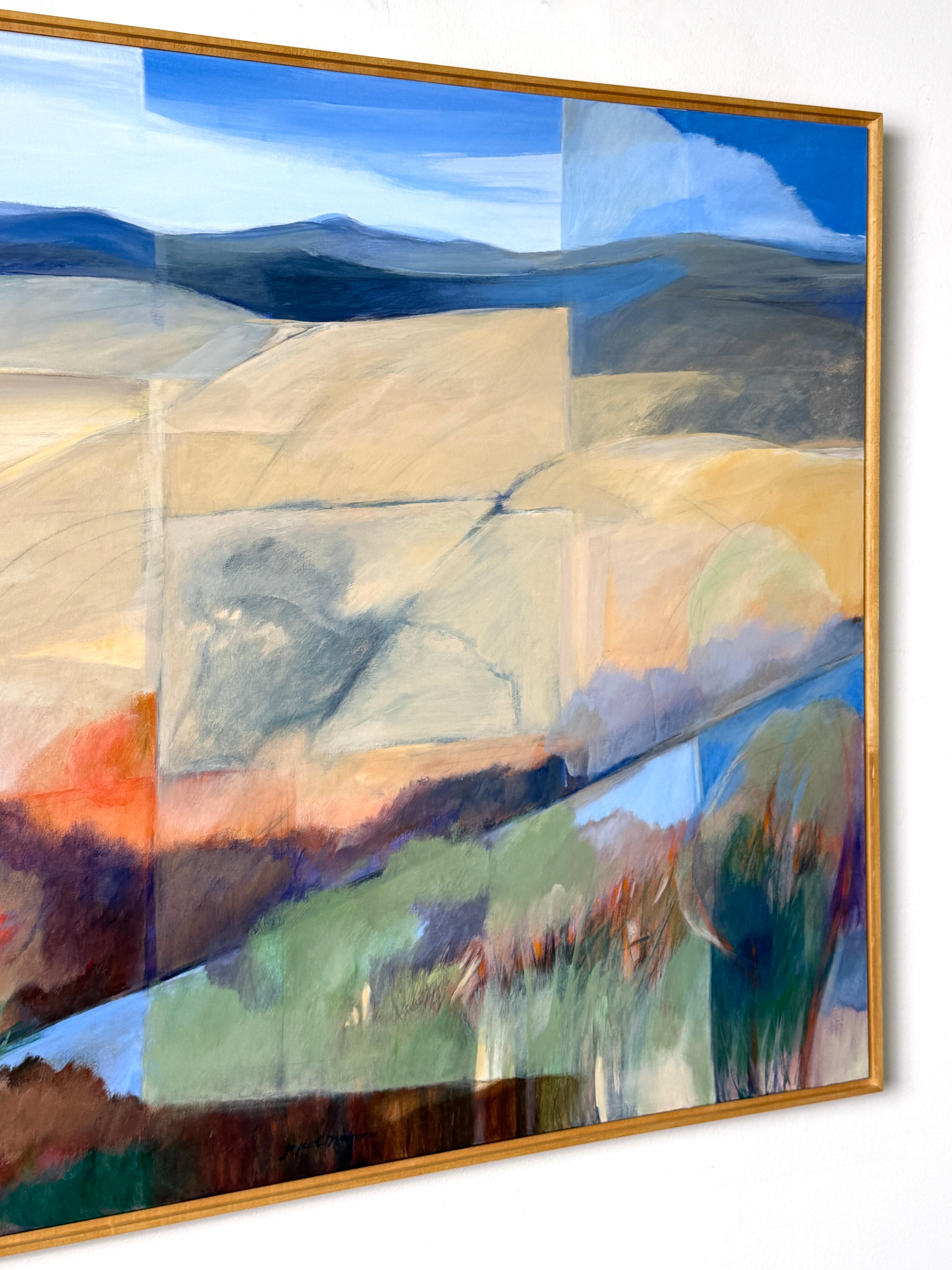 American Multi Plane Abstract Modern Landscape Painting in Acrylic by Joyce T Macrorie For Sale