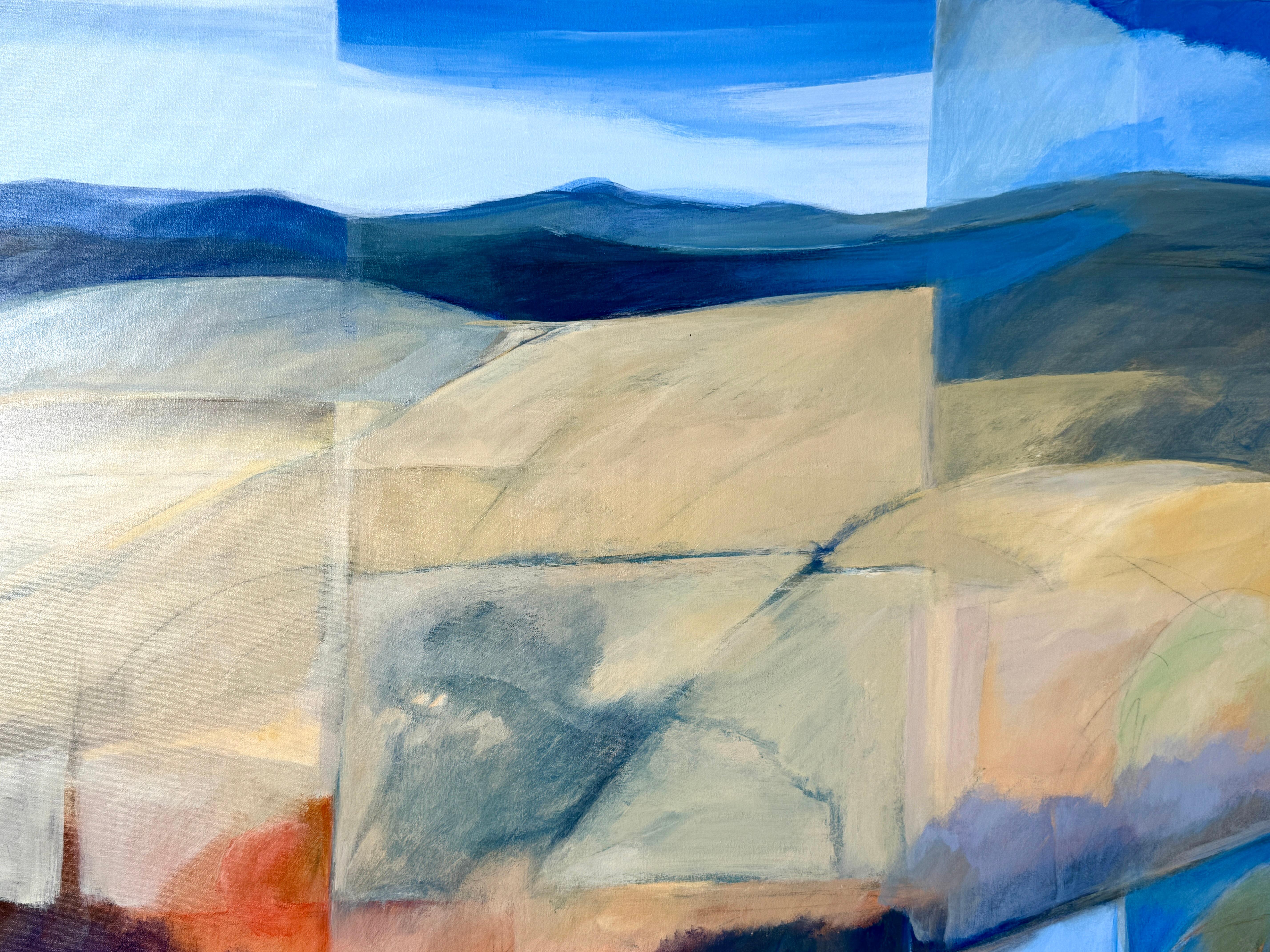 Multi Plane Abstract Modern Landscape Painting in Acrylic by Joyce T Macrorie In Good Condition For Sale In Troy, MI