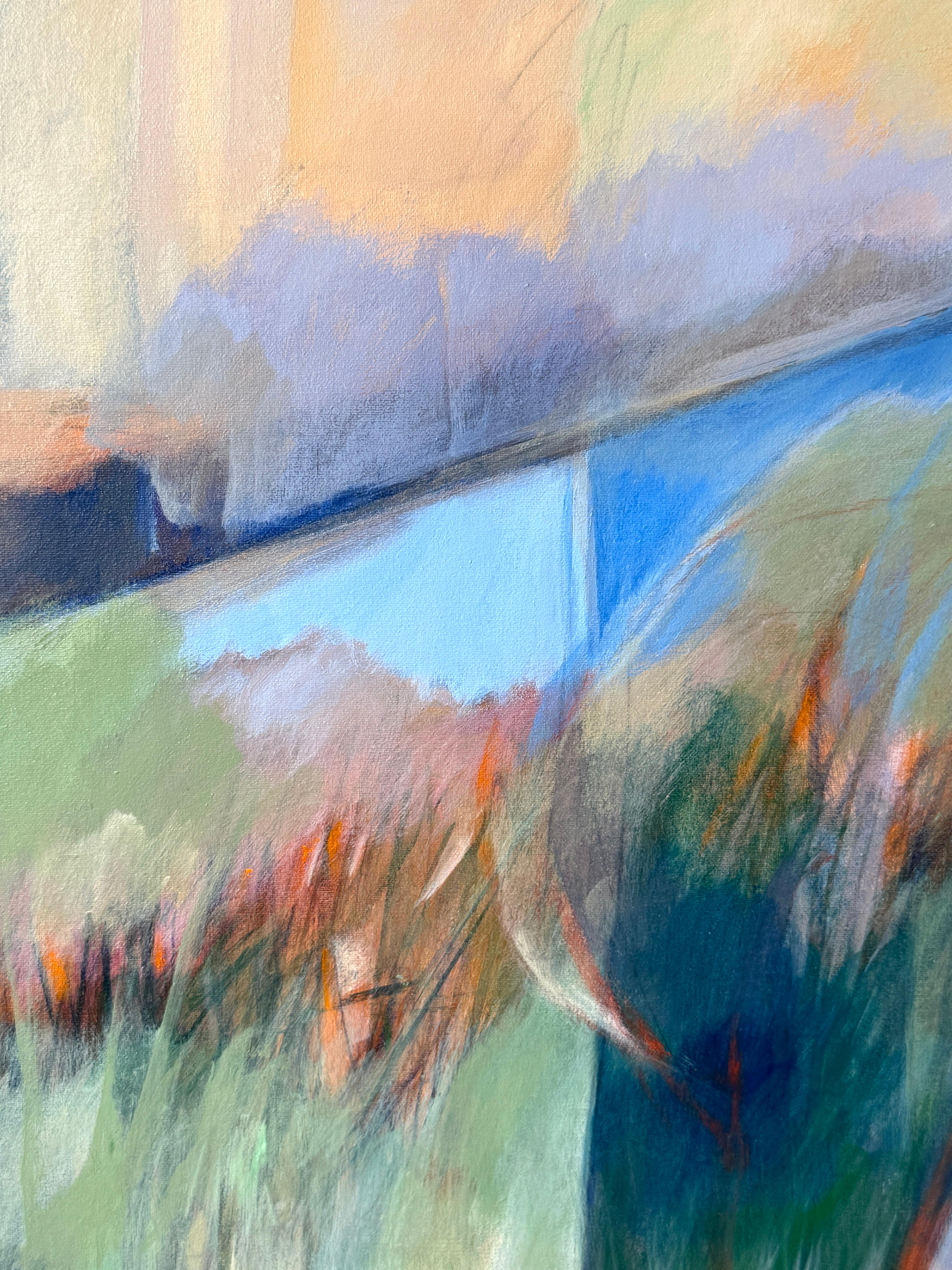 Multi Plane Abstract Modern Landscape Painting in Acrylic by Joyce T Macrorie For Sale 2