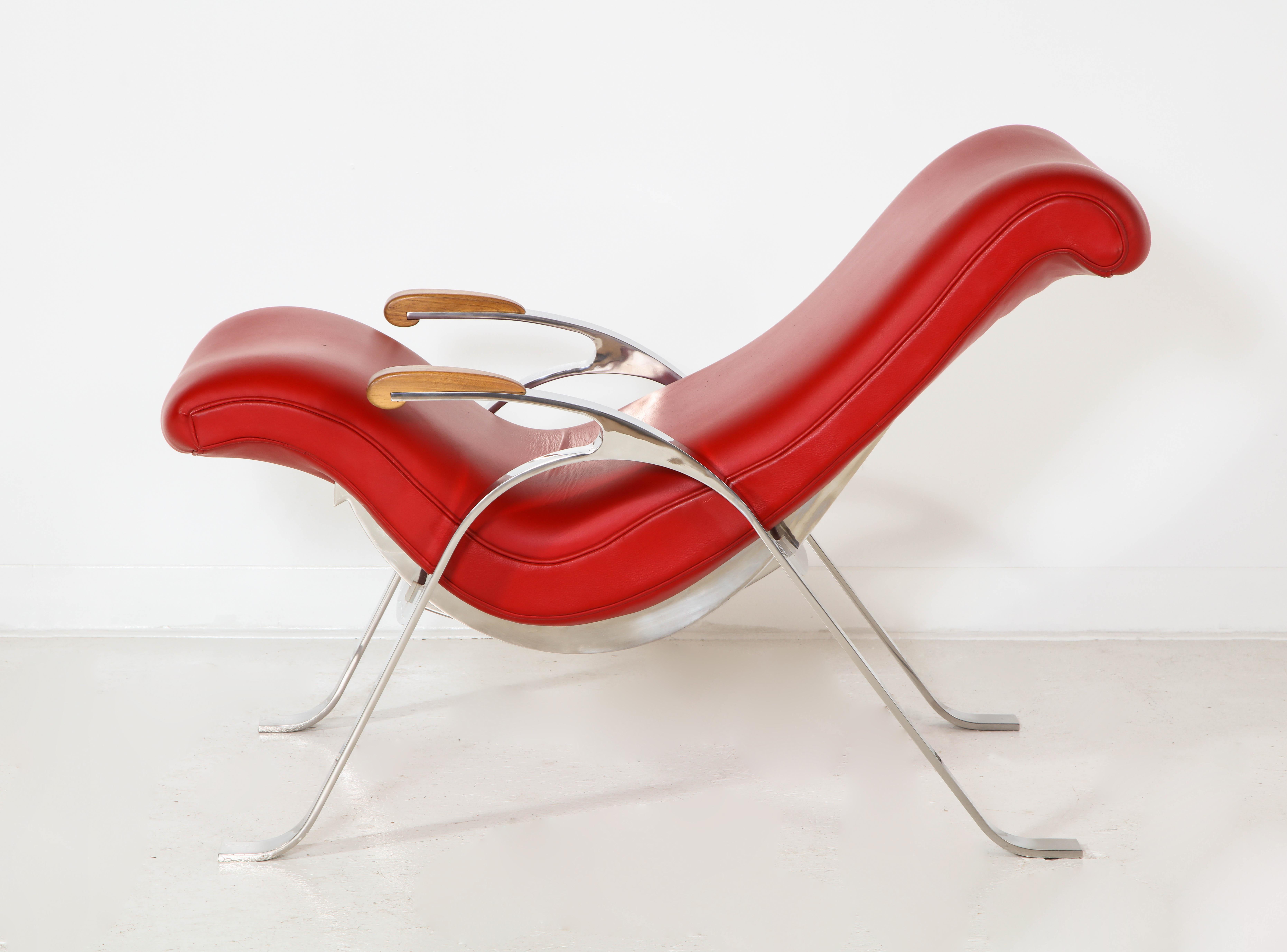 American Multi-Position Reclining Chair in Red Offered by Vladimir Kagan Design Group For Sale