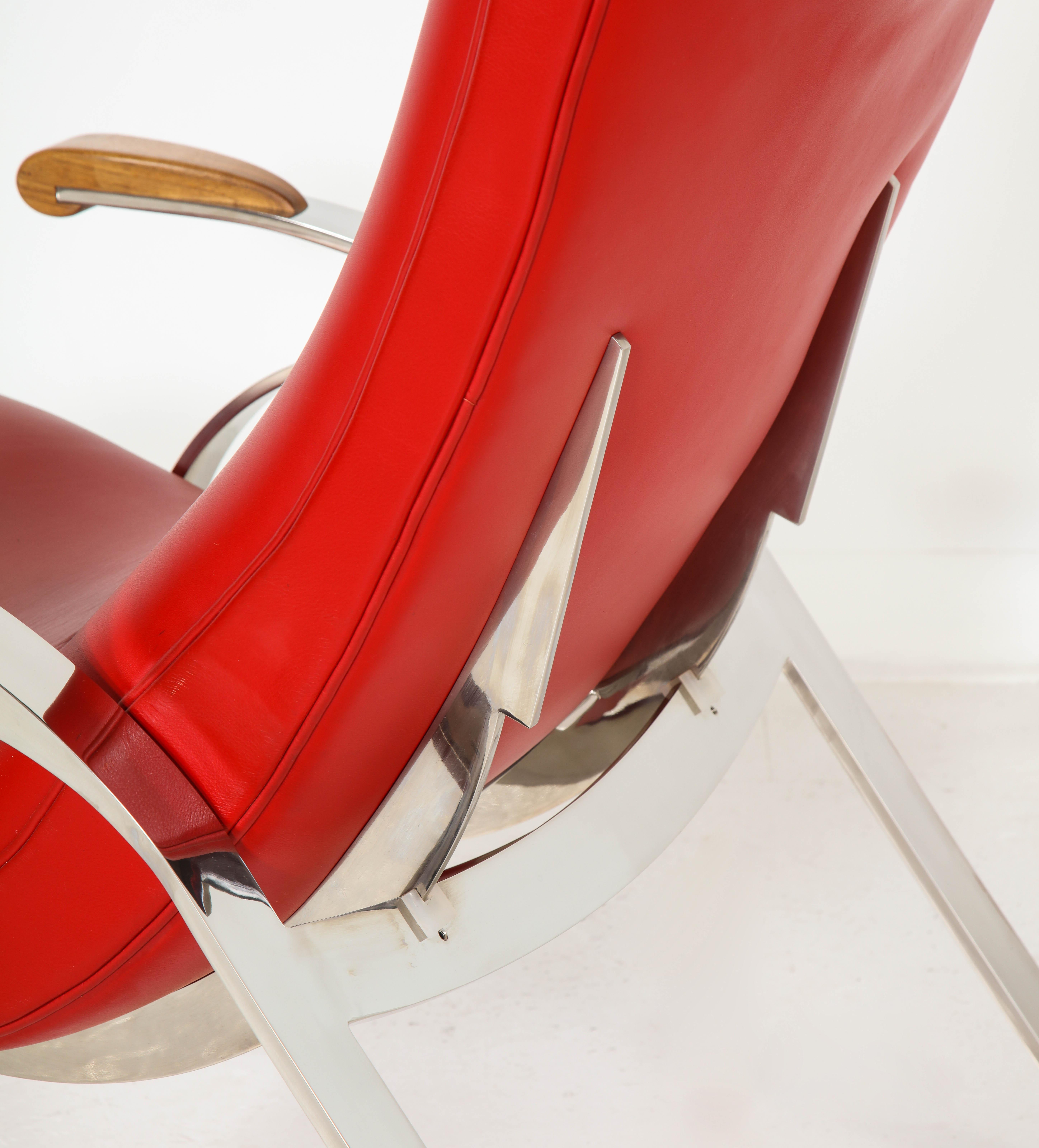 Contemporary Multi-Position Reclining Chair in Red Offered by Vladimir Kagan Design Group For Sale