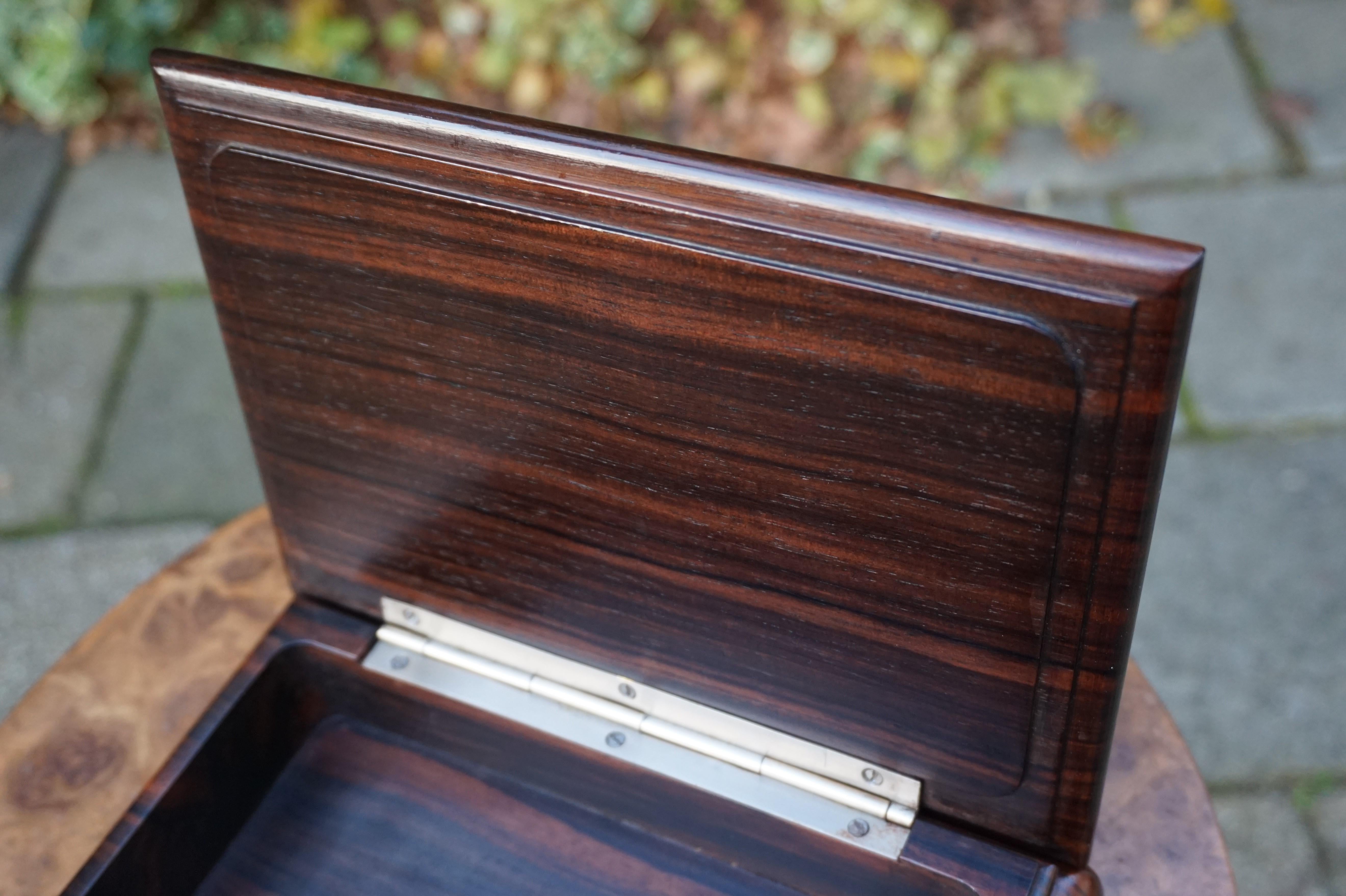 Dutch Multi Purpose Art Deco Jewelry or Cigar Box in Coromandel Wood / 1920's Hardwood For Sale