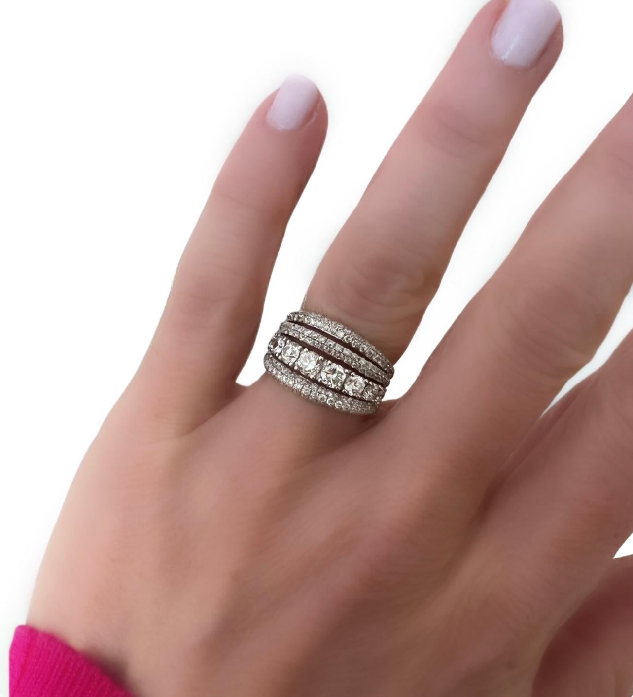 Modern Multi Row 2.58 Ctw Diamond Designer Ring