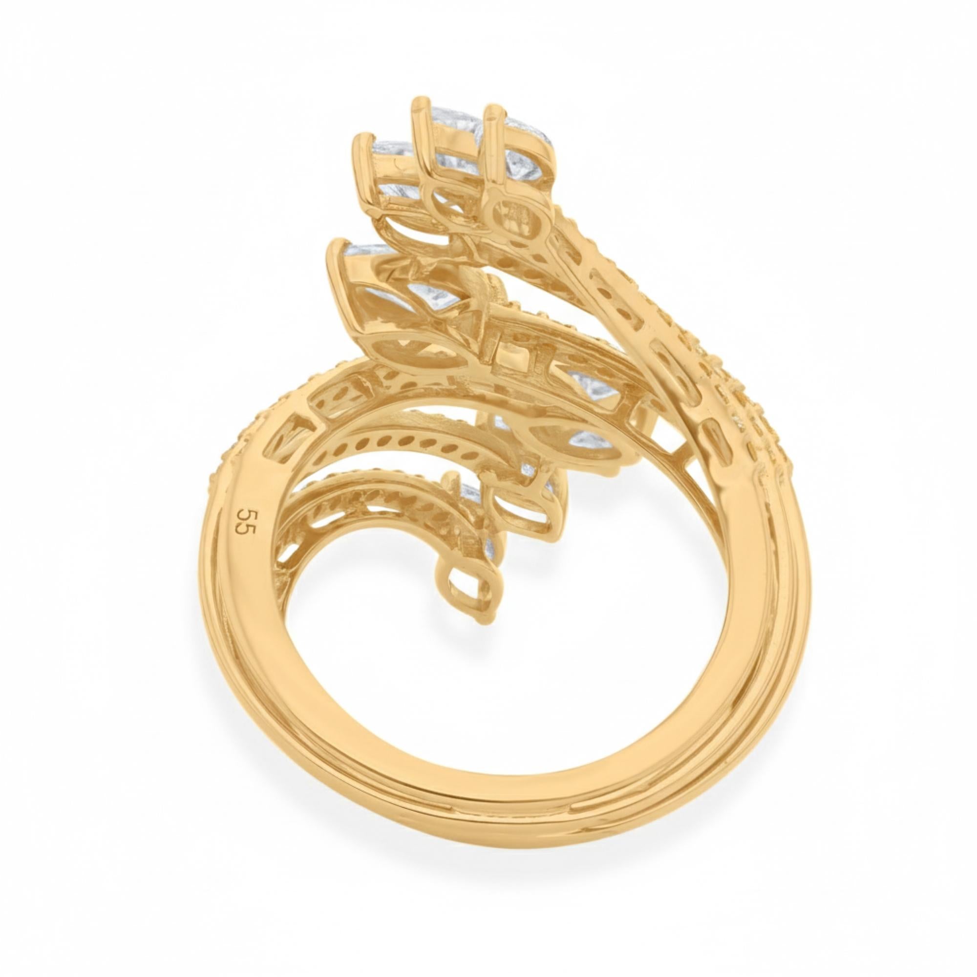 in vendita:  Anello da cocktail con diamanti veri a più file da 2,66 carati in oro giallo massiccio 14K 5