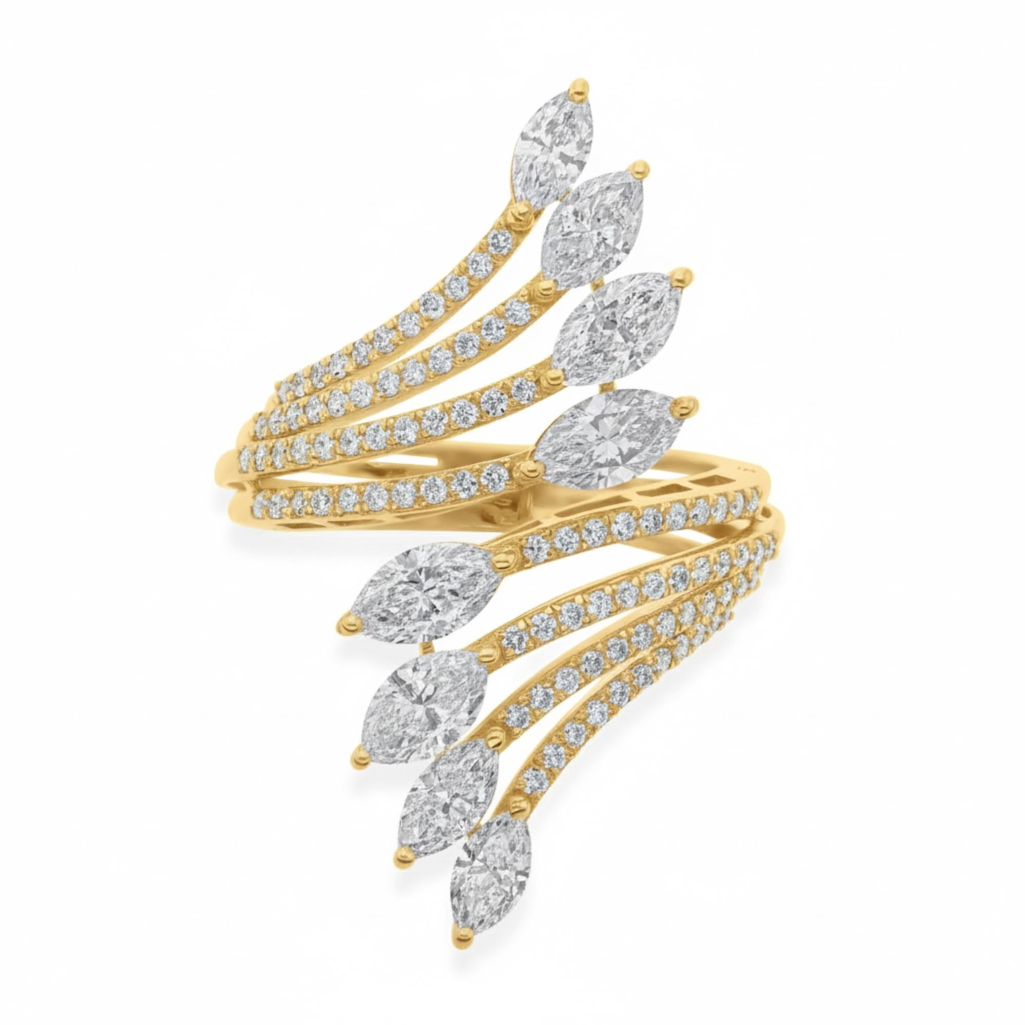 in vendita:  Anello da cocktail con diamanti veri a più file da 2,66 carati in oro giallo massiccio 14K 6