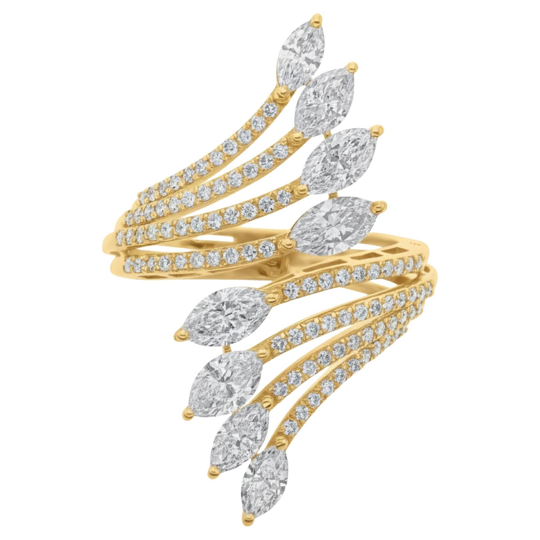 in vendita:  Anello da cocktail con diamanti veri a più file da 2,66 carati in oro giallo massiccio 14K