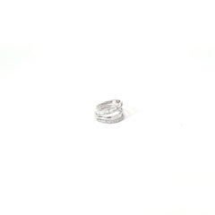 Multi-Row Brilliant Round and Baguette Diamond Ear Cuff in 18K White Gold