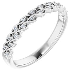 Multi Row Diamond Accented Wedding Anniversary Band 18k White Gold 0.10 Carat