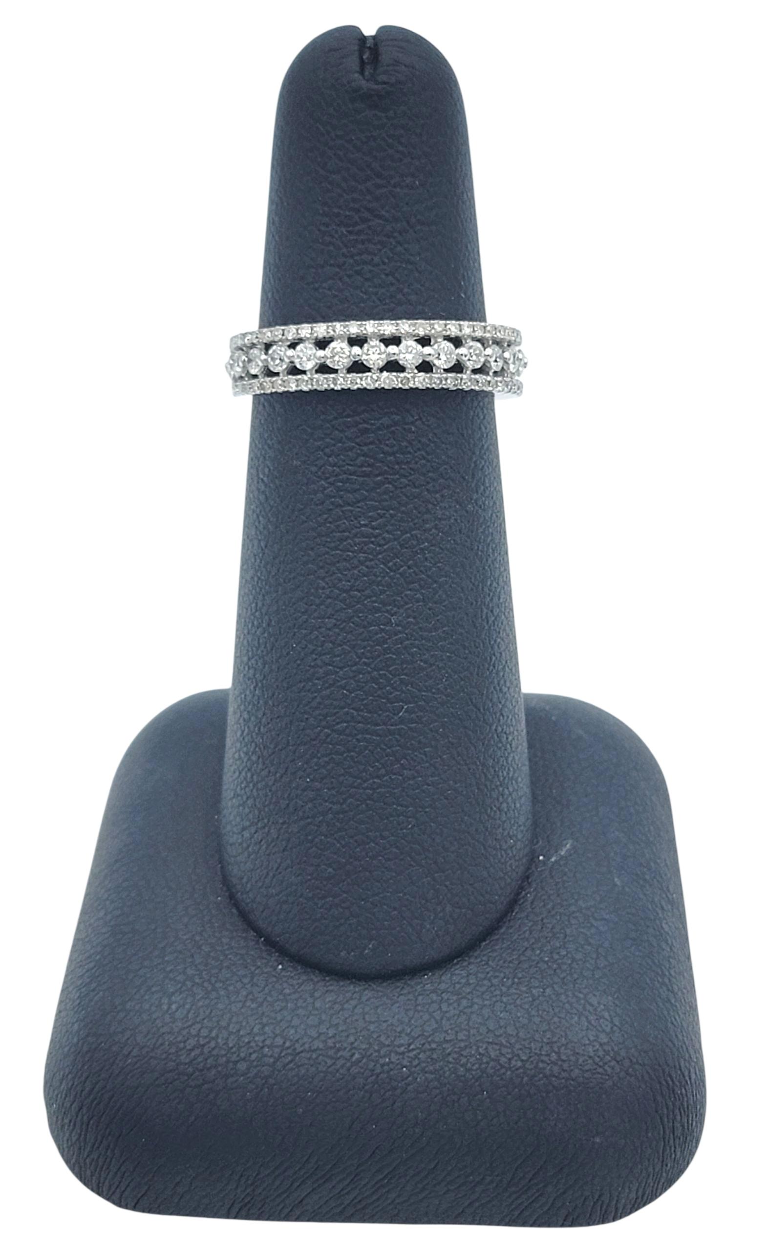 Multi Row Diamond Cutout Band Ring in Polished 14 Karat White Gold in vendita 4