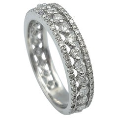 Multi Row Diamond Cutout Band Ring in Polished 14 Karat White Gold