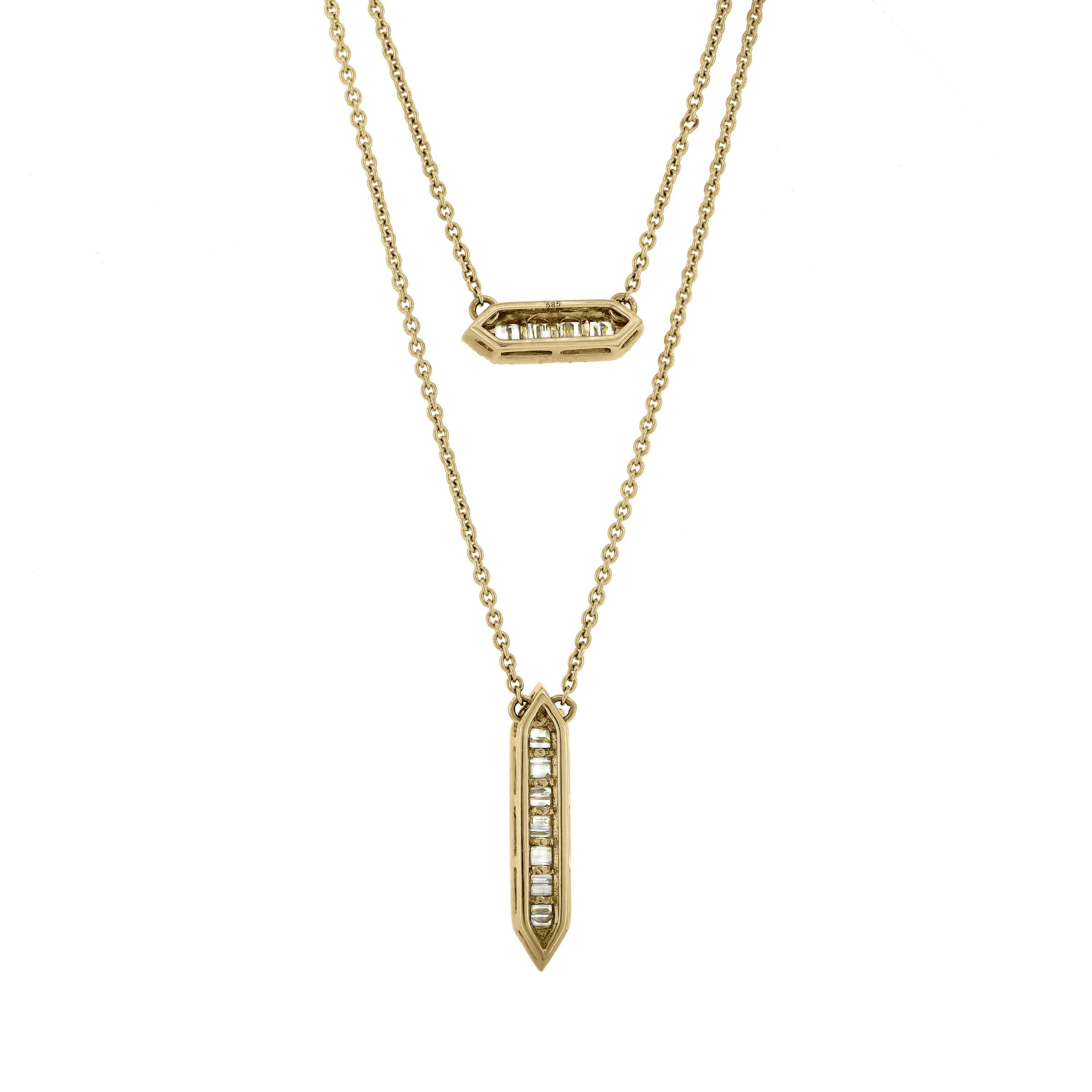 Luxle 0.65 Ct. T.W Diamond Multi Row Necklace in 14k Yellow Gold For Sale 1