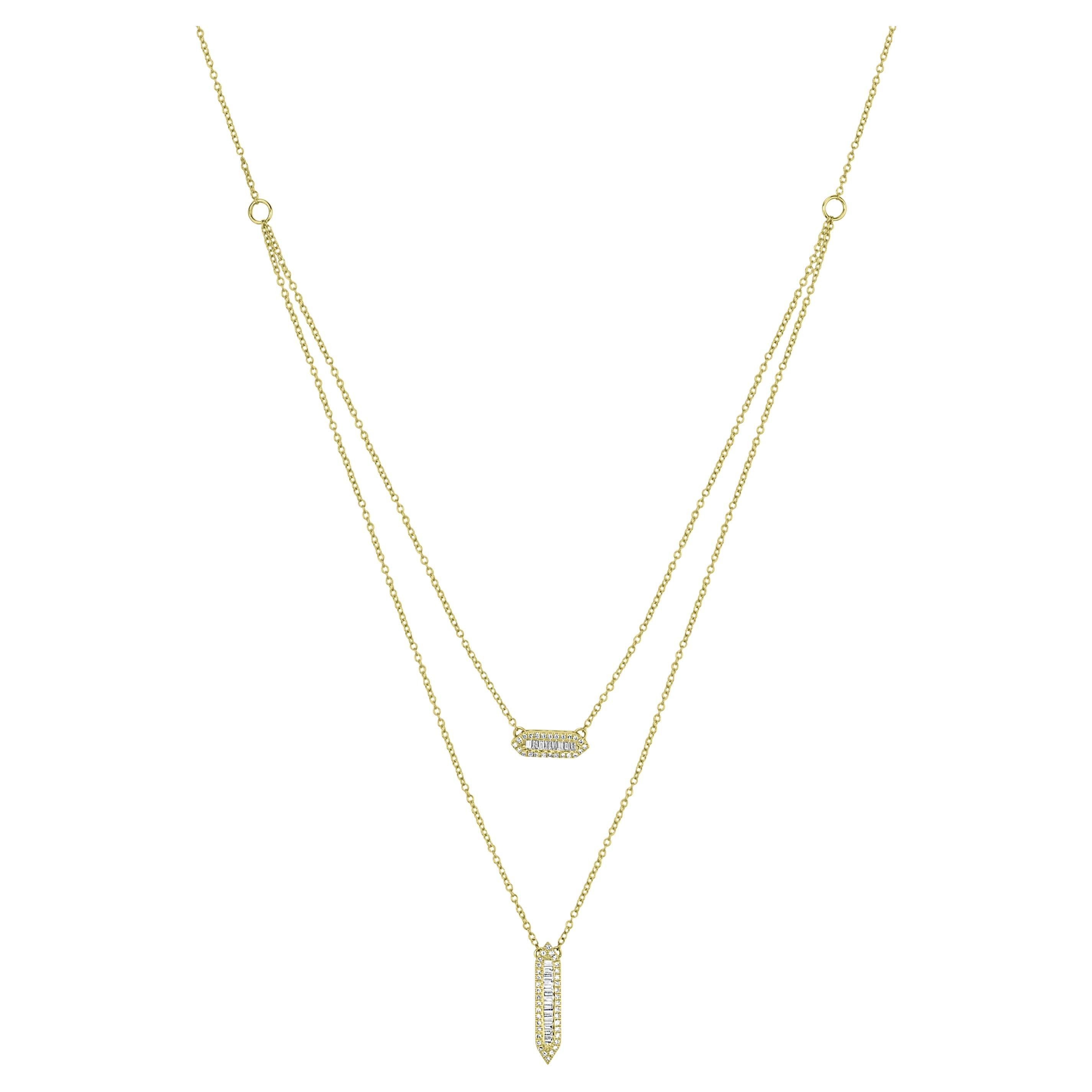 Luxle 0.65 Ct. T.W Diamond Multi Row Necklace in 14k Yellow Gold For Sale