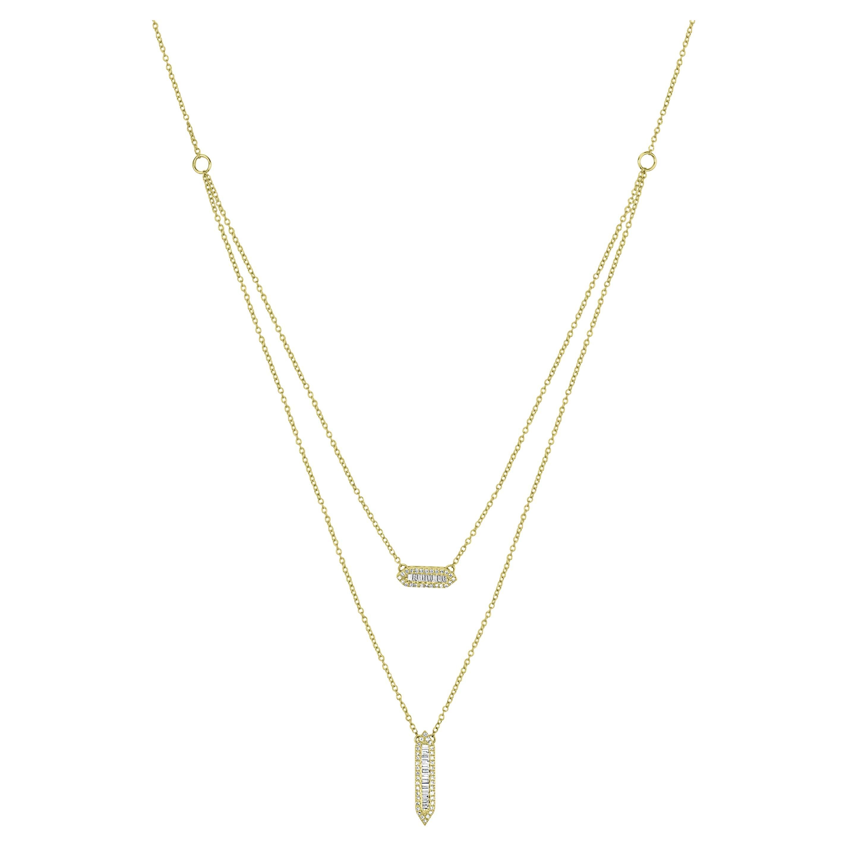 Luxle 0,65 carat Collier à plusieurs rangées de diamants T.W. Diamond en or jaune 14 carats en vente