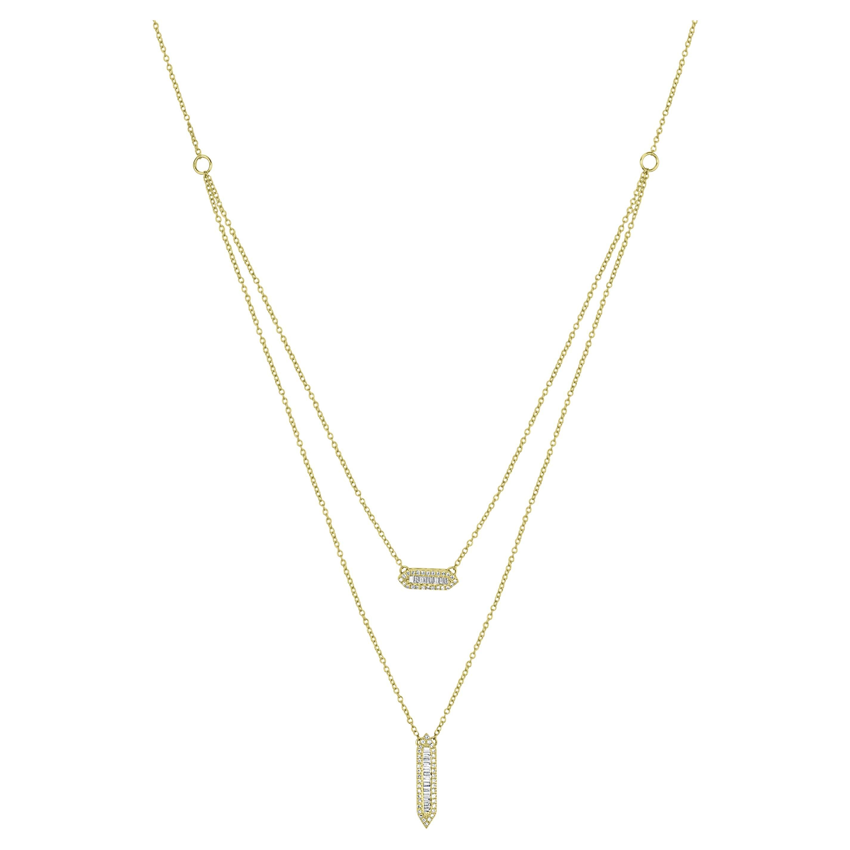 Luxle 0.65 Ct. T.W Diamond Multi Row Necklace in 14k Yellow Gold