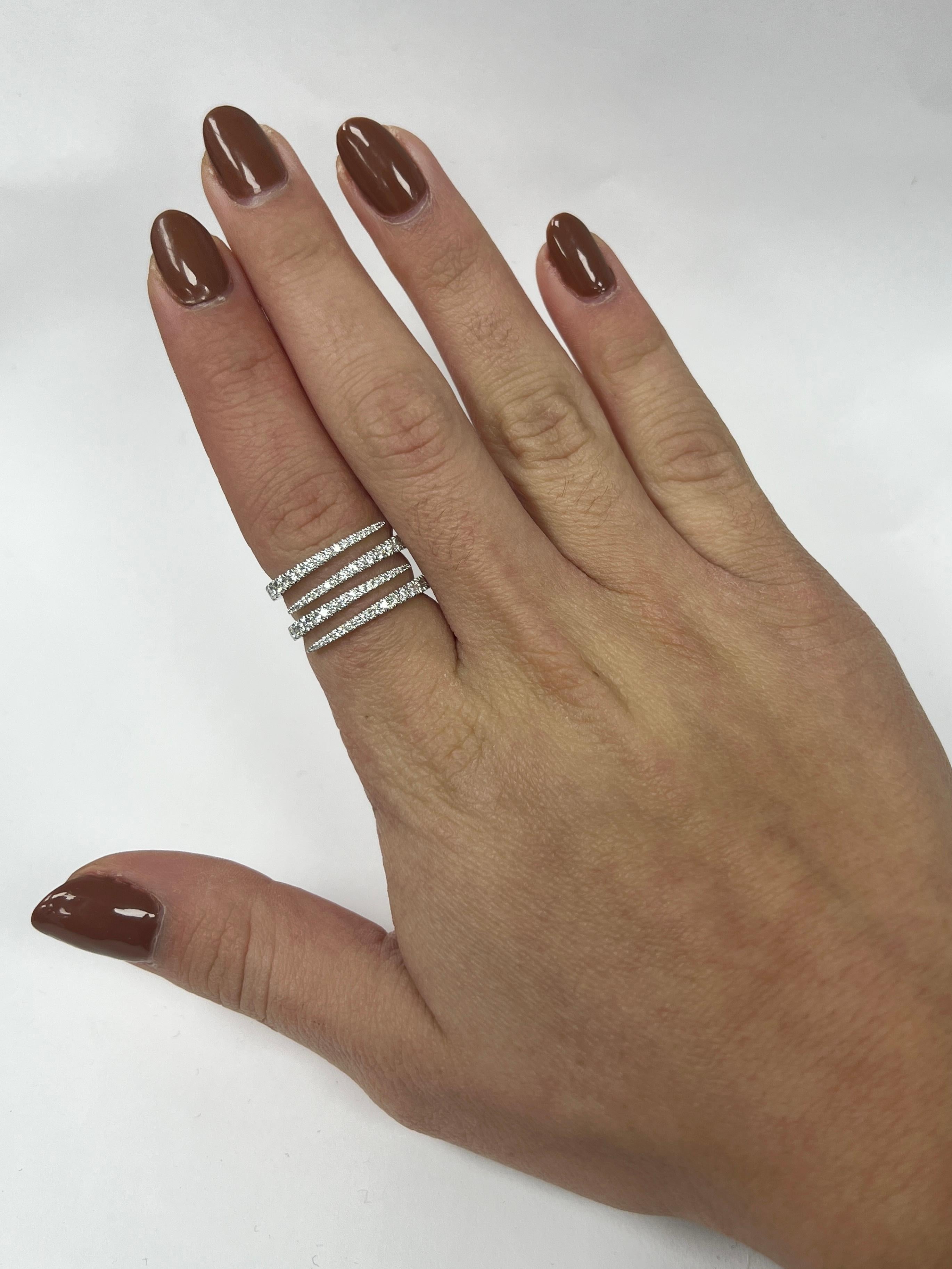 Modern Multi Row Diamond Ring For Sale