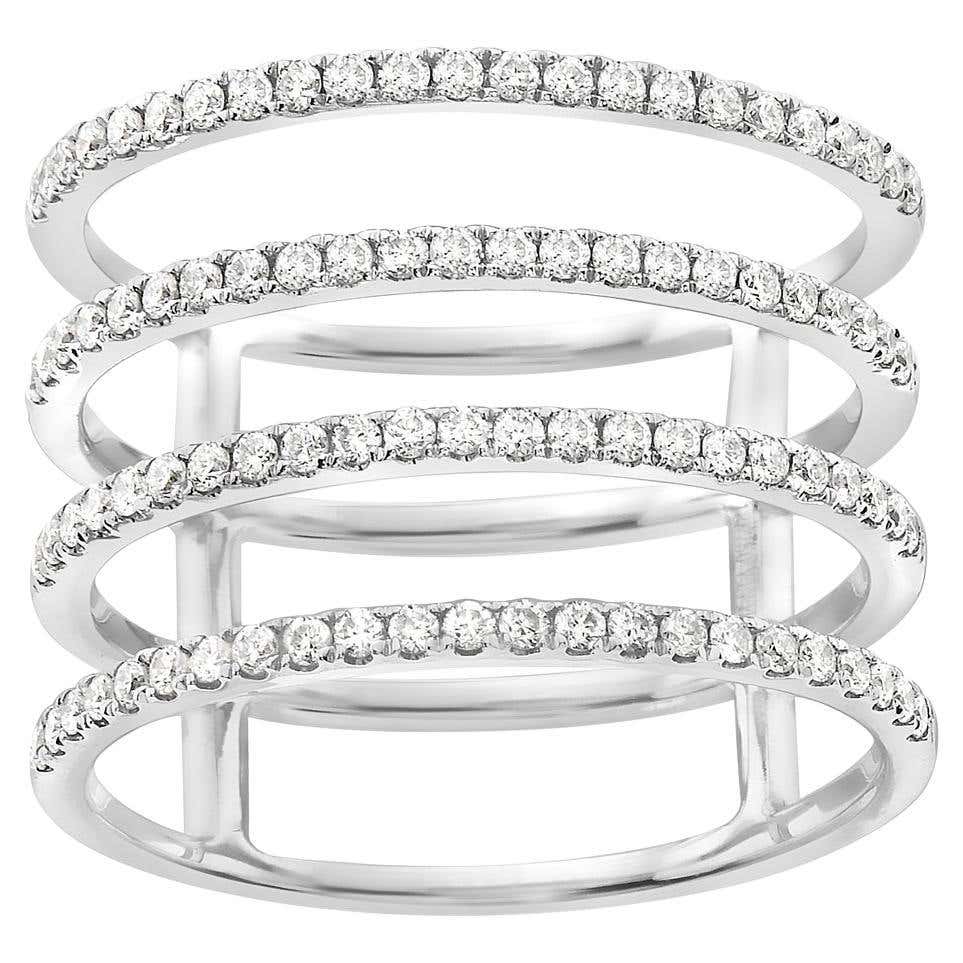 Multi Row Diamond Ring For Sale at 1stDibs | multi row diamond ring ...