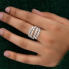 Multi-Row Diamond SI/H Wide Wedding Ring Gift 14k White Gold All Tariffs Paid