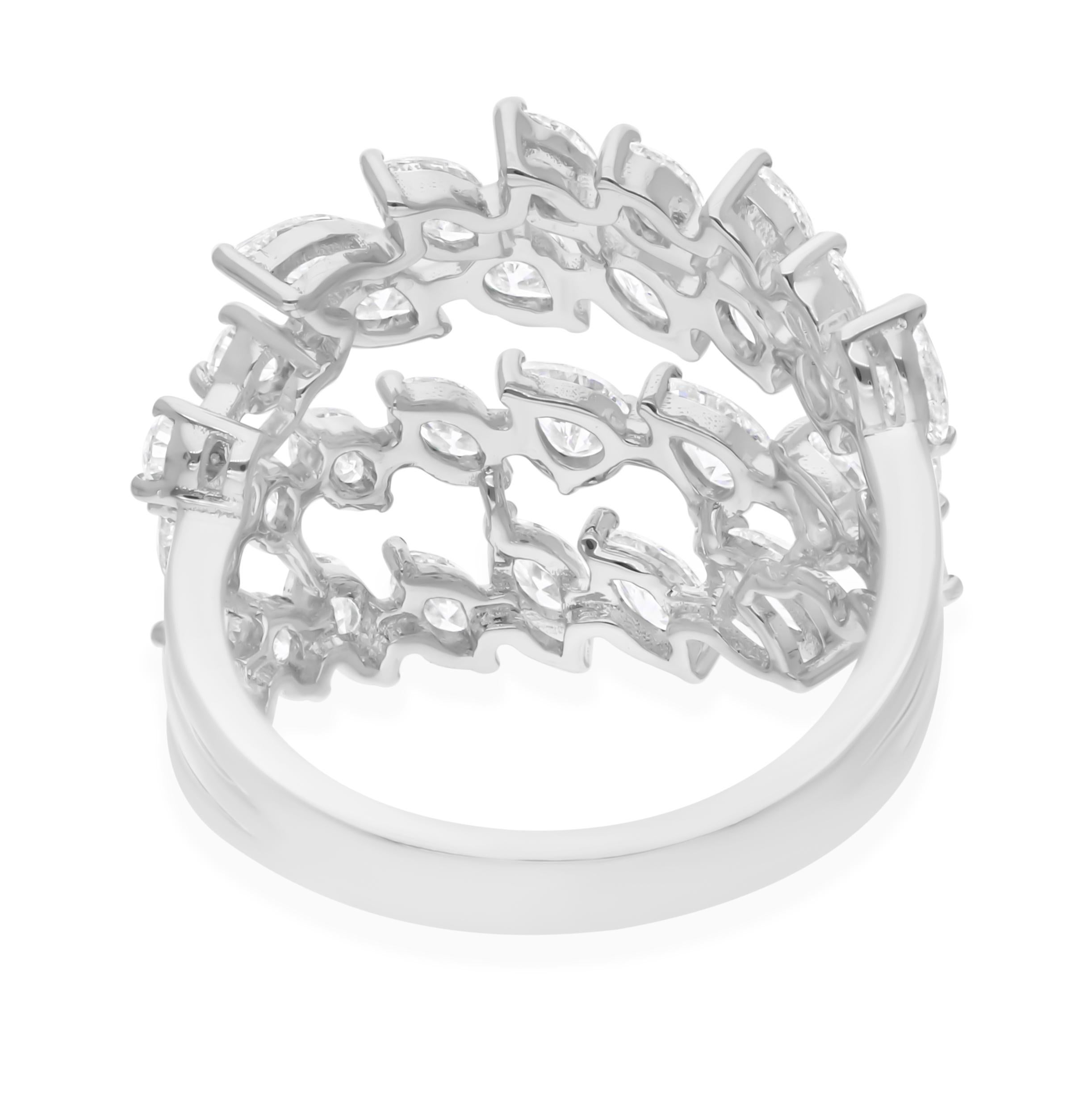 For Sale:  Multi-Row Diamond SI/H Wide Wedding Ring Gift 18k White Gold All Tariffs Paid 7