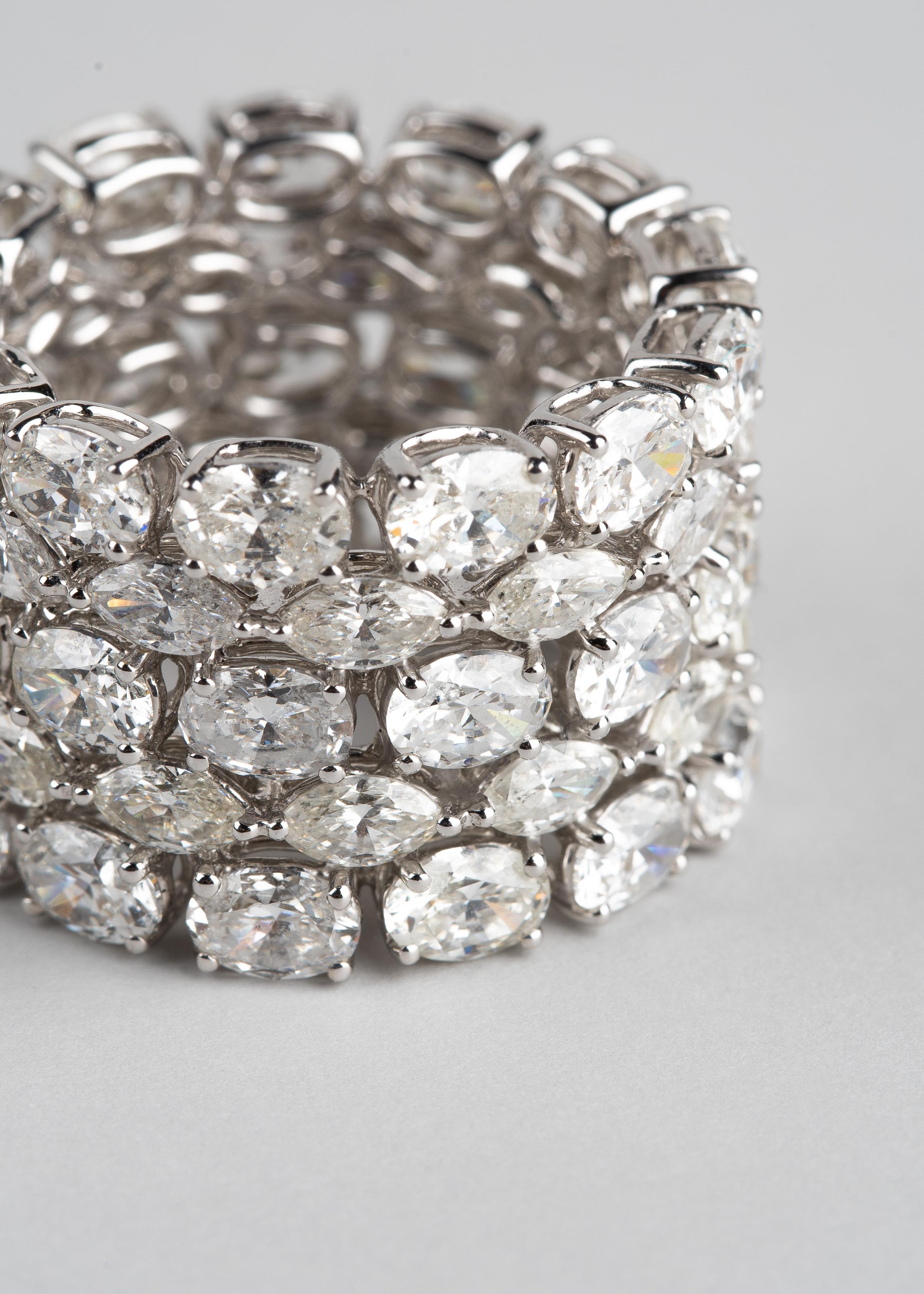 Taglio misto Anello a fascia con diamante a più file e più forme in vendita