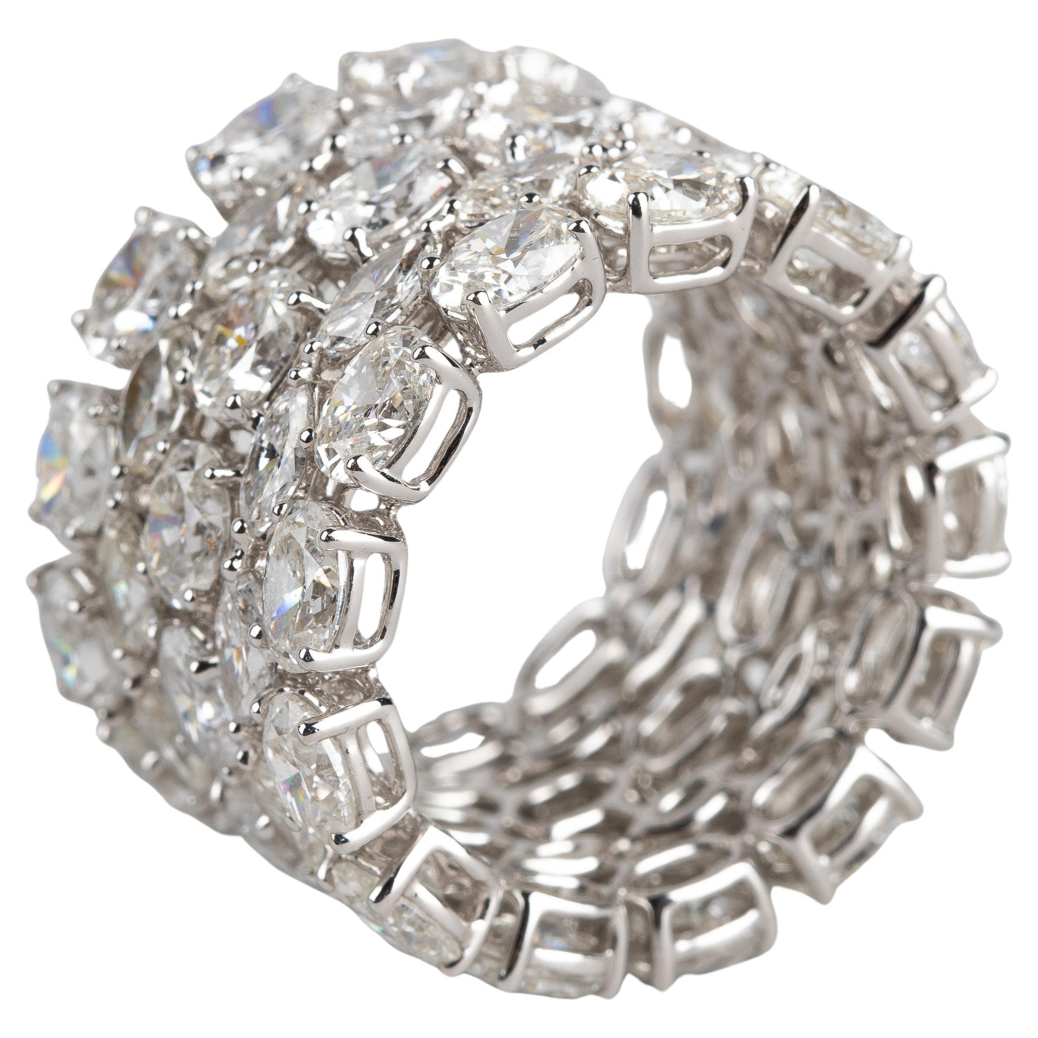 Multi-Row, Multi-Shape Diamond Cigar Band Ring