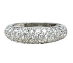 Multi Row Pavé Diamond Domed Band Ring in 14 Karat White Gold