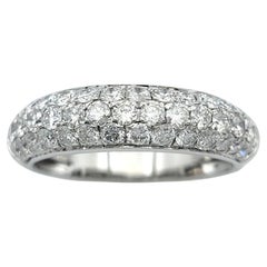 Multi Row Pavé Diamond Domed Band Ring in 14 Karat White Gold