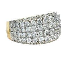 Multi-Row Pavé Diamond Semi-Eternity Wide Band Ring in Two-Tone 14 Karat Gold