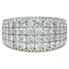 Multi-Row Pavé Diamond Semi-Eternity Wide Band Ring in Two-Tone 14 Karat Gold