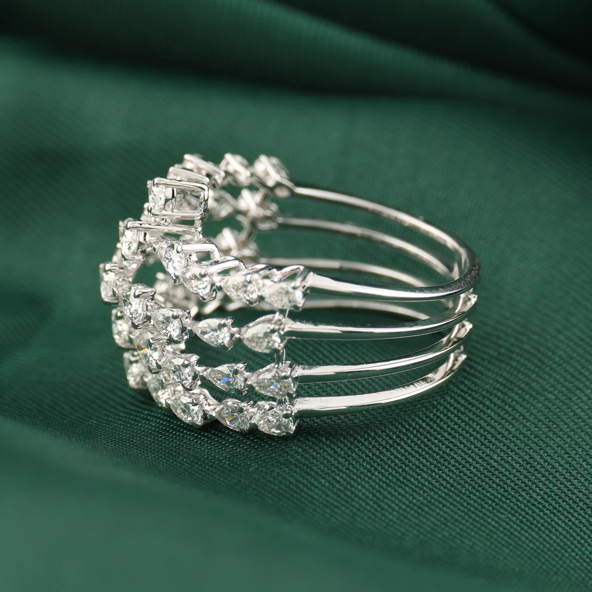 For Sale:  Multi Row Pear 1.84Ct Diamond Cluster Statement Ring 14K White Gold Fine Jewelry 4