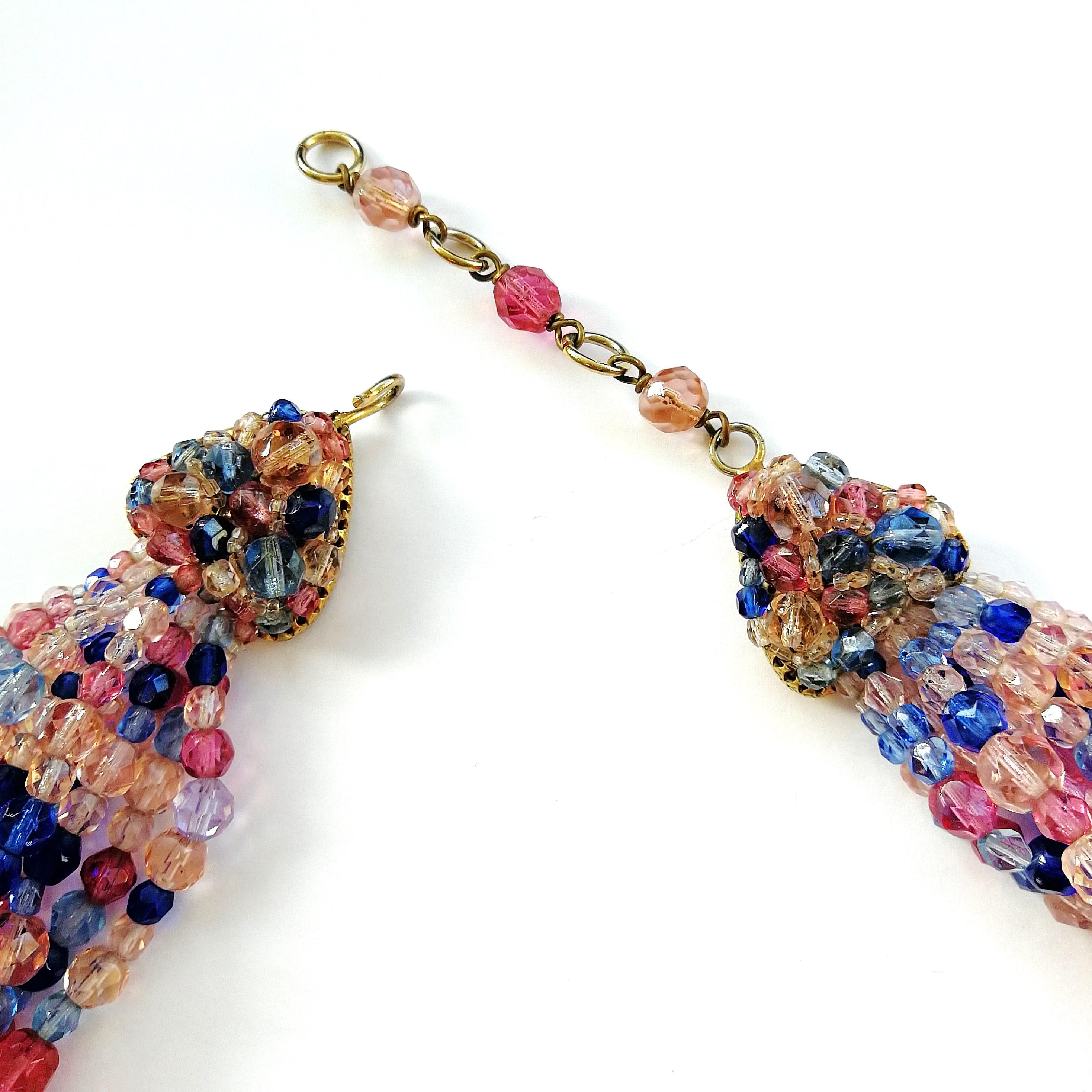 pink and blue beaded necklaces