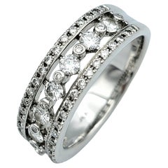 Multi-Row Round Diamond Band Ring Set in Polished 14 Karat White Gold